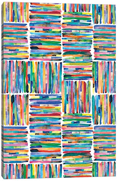 Watercolor Colorful Handpainted Stripes Canvas Art Print - Ninola Design