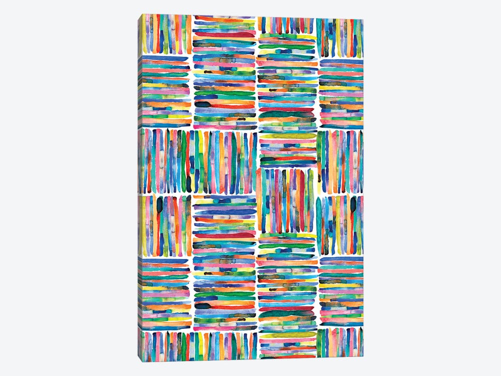 Watercolor Colorful Handpainted Stripes by Ninola Design 1-piece Canvas Art