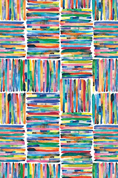 Colorful Abstracts: Watercolor Colorful Handpainted Stripes by Ninola Design