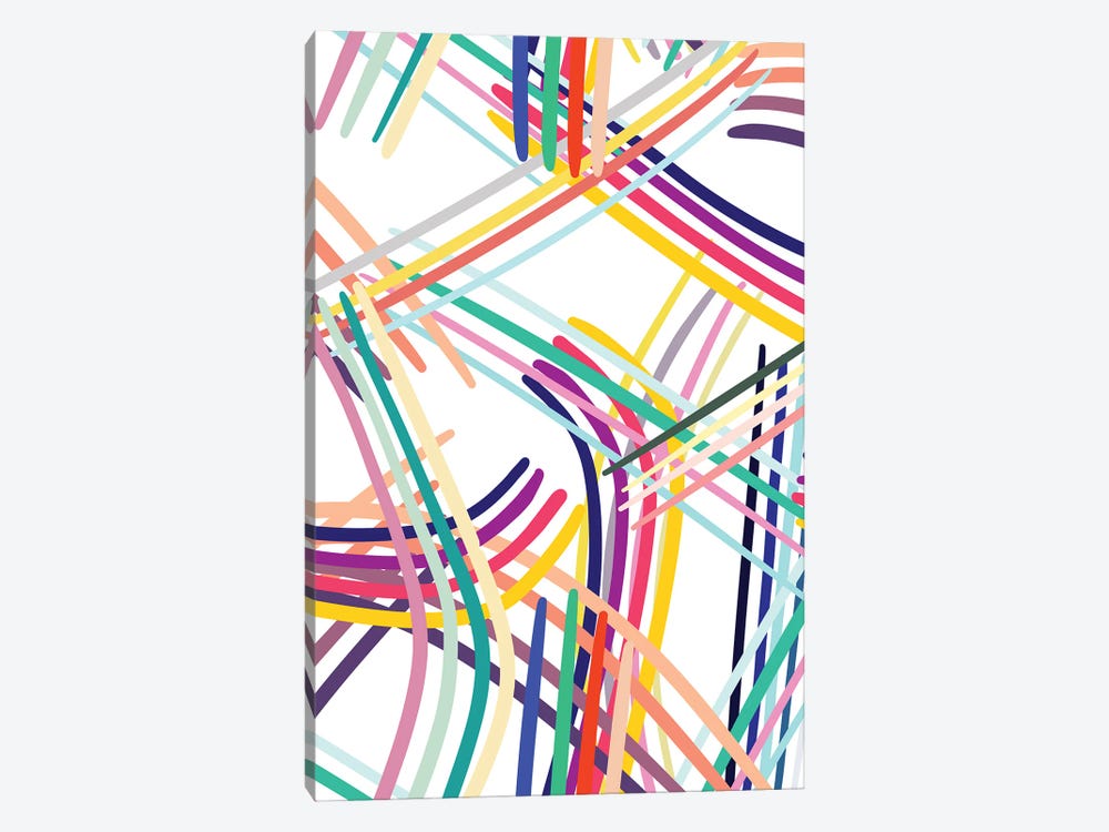 Woven Colorful Lines Multi by Ninola Design 1-piece Canvas Artwork