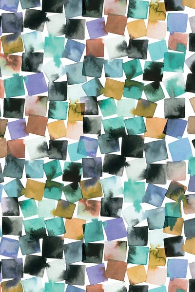 Watercolor Plaids Blue Aqua by Ninola Design framed canvas print