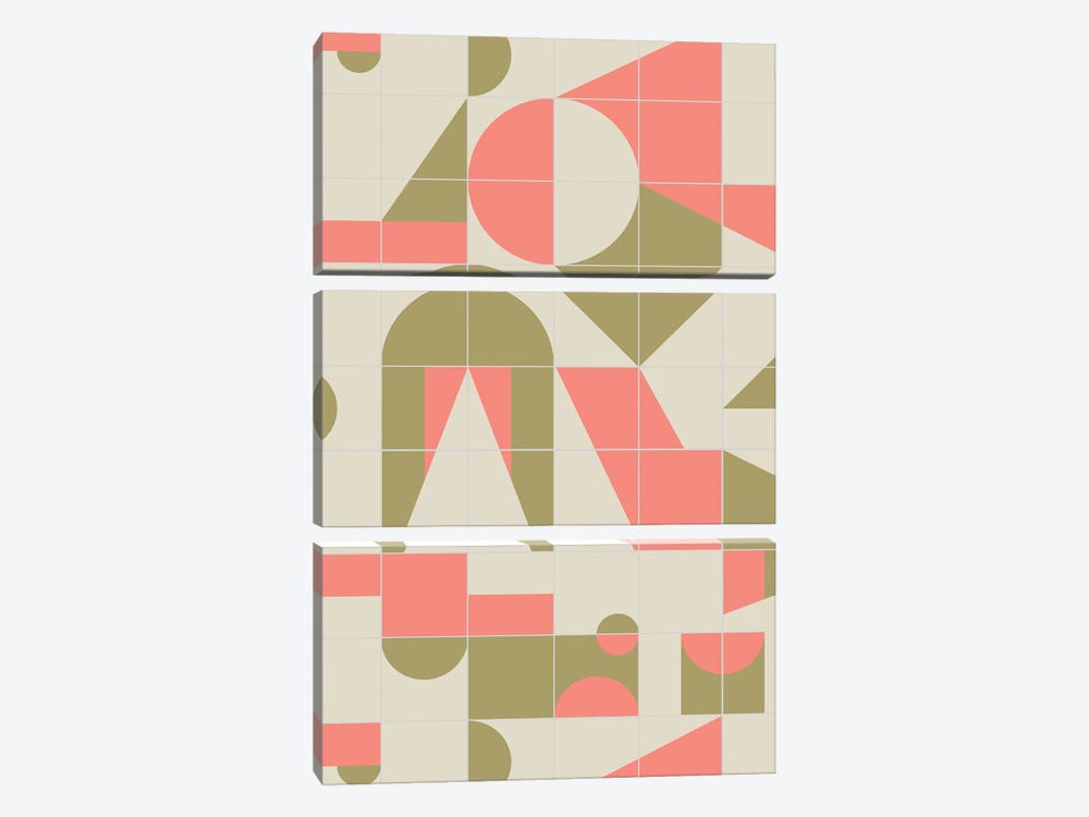 Bauhaus Scandi Tiles Shapes by Ninola Design 3-piece Canvas Artwork