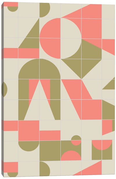 Bauhaus Scandi Tiles Shapes Canvas Art Print - Ninola Design