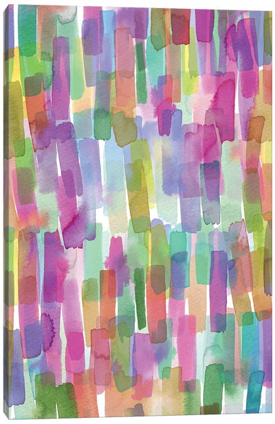 Colorful Watercolor Stripes Strokes Canvas Art Print - Ninola Design