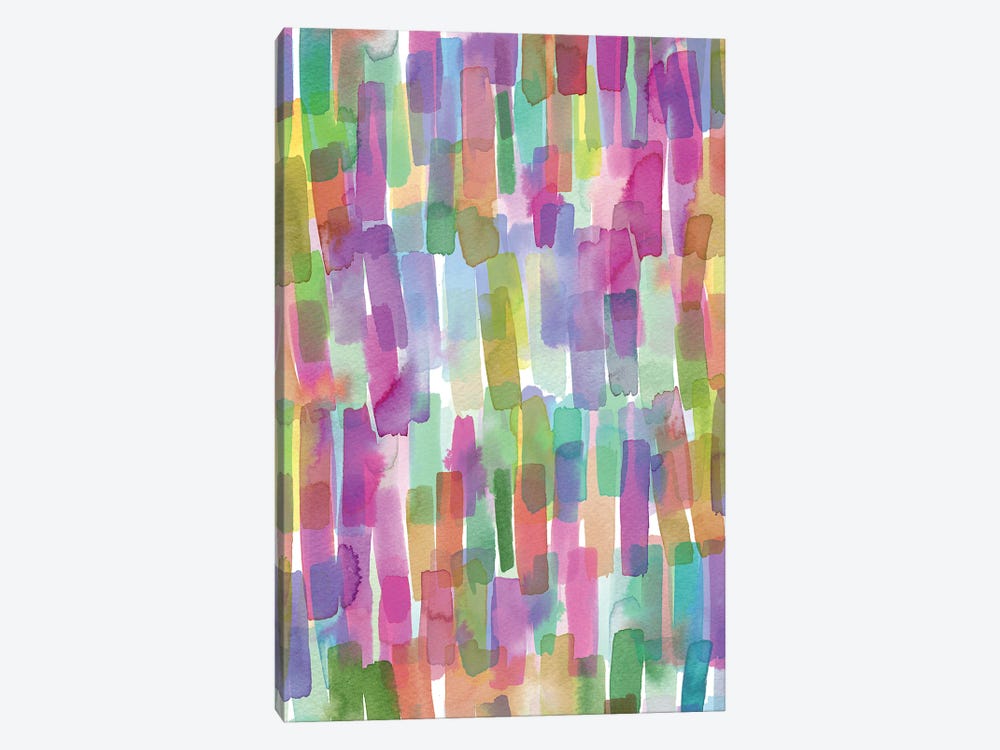 Colorful Watercolor Stripes Strokes by Ninola Design 1-piece Canvas Artwork