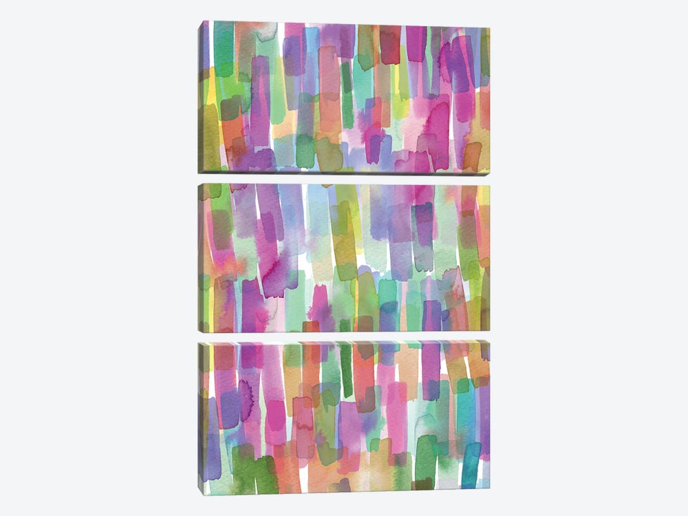 Colorful Watercolor Stripes Strokes by Ninola Design 3-piece Canvas Artwork