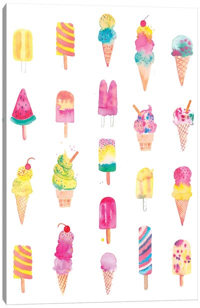 Kids Cute Icecreams Yummy Canvas Art Print - Ice Cream & Popsicle Art