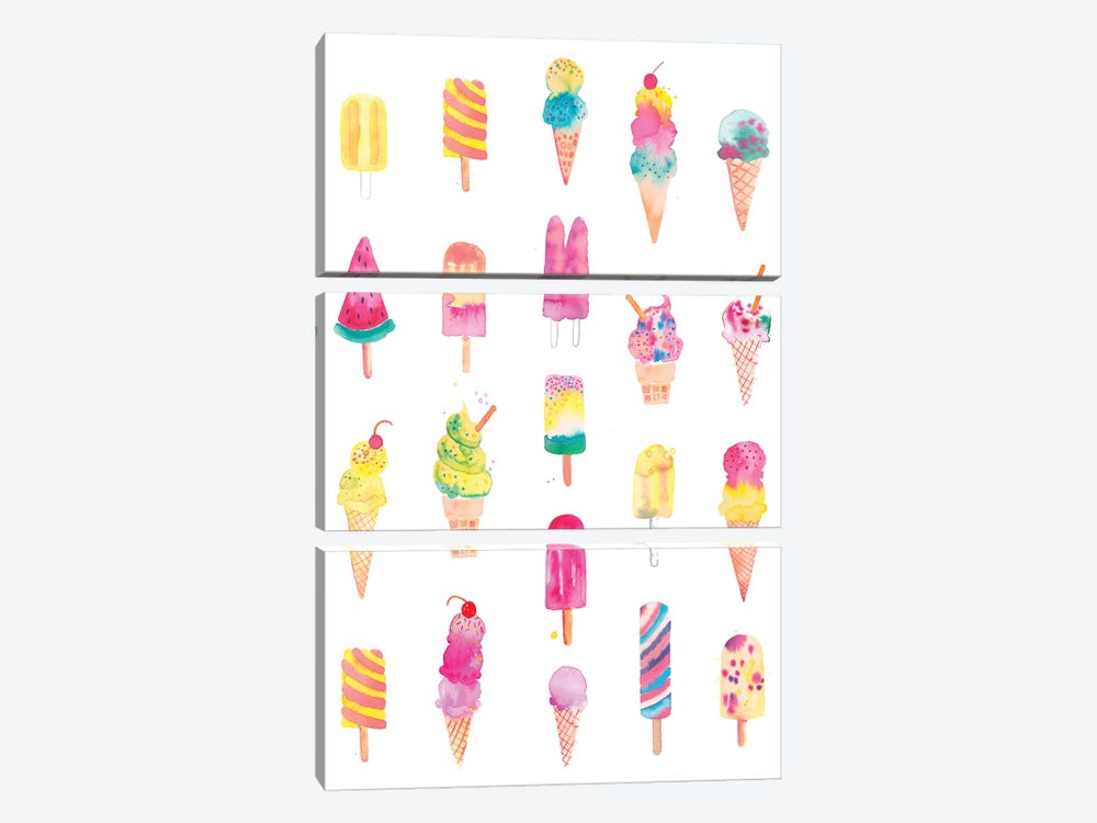 Kids Cute Icecreams Yummy by Ninola Design 3-piece Canvas Print