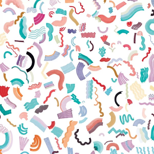 Ninola Design: Curly and Zigzag Stripes White by Ninola Design