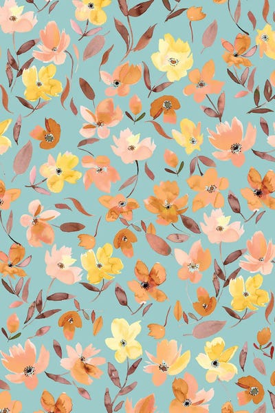 Ninola Design: Fresh Flowers Yellow Teal by Ninola Design