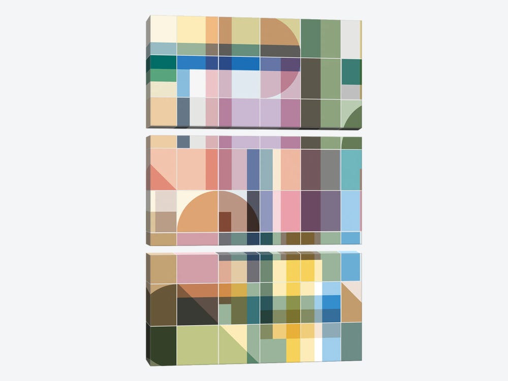 Geometric Colorful Tiles by Ninola Design 3-piece Canvas Art