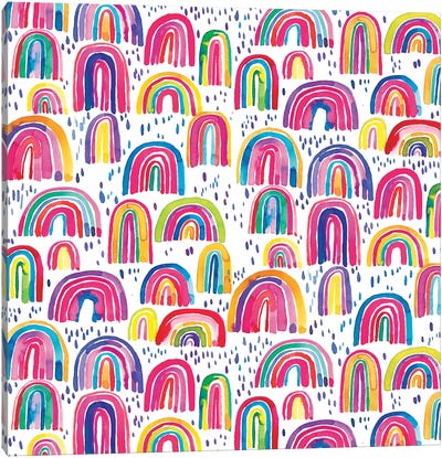 Cute Colorful Rainbows Canvas Art Print - Ninola Design