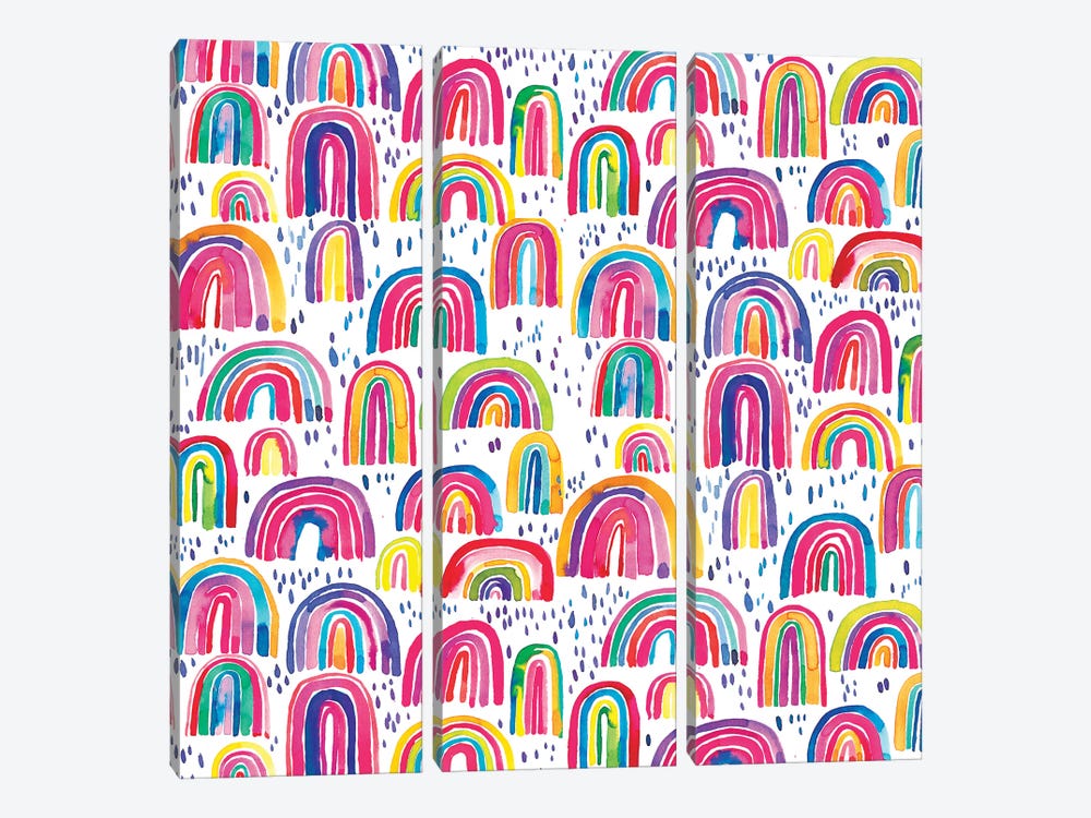 Cute Colorful Rainbows by Ninola Design 3-piece Canvas Wall Art