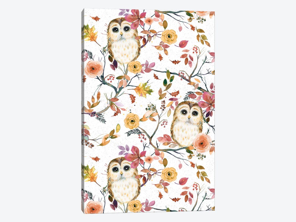 Cute Owls Tree Autumn by Ninola Design 1-piece Canvas Art Print