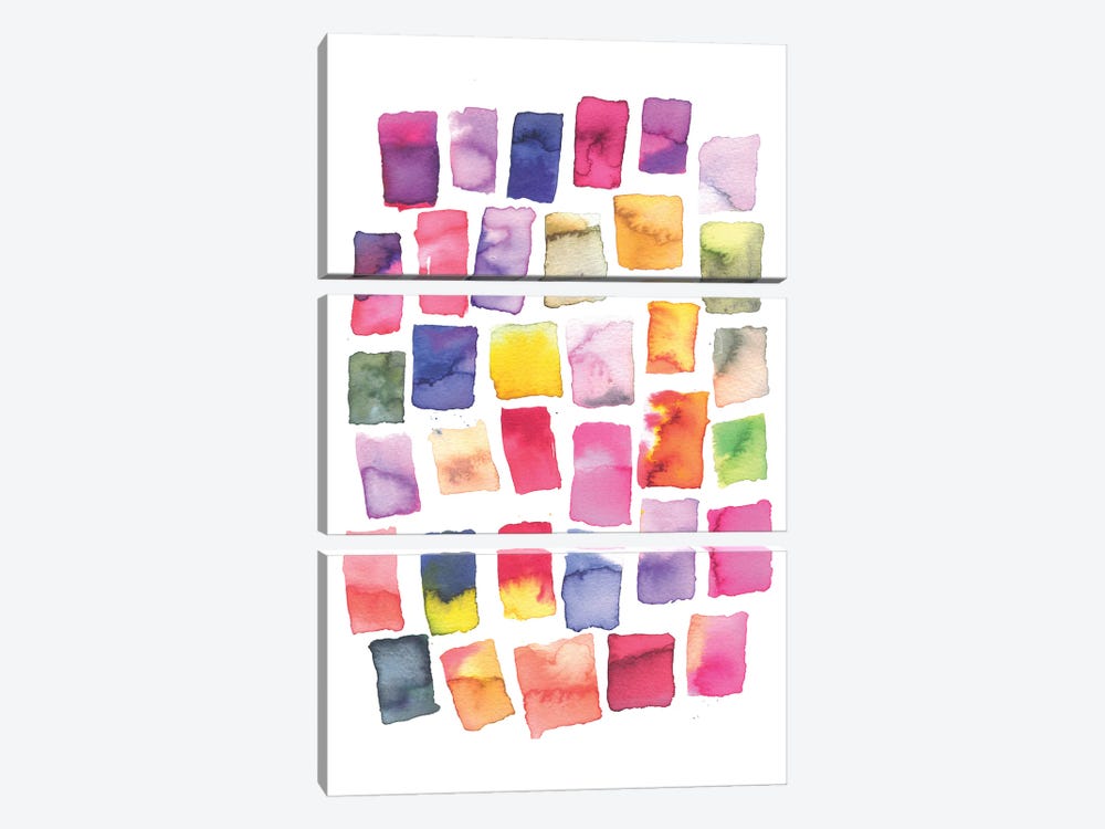 Squares Strokes Colorful by Ninola Design 3-piece Canvas Art Print
