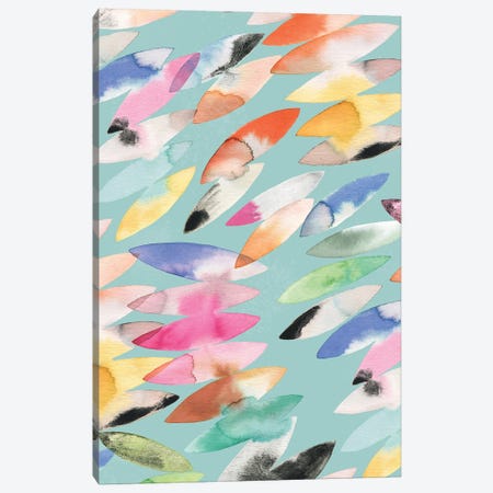 Surf Abstract Colorful Teal Canvas Print #NDE287} by Ninola Design Canvas Artwork
