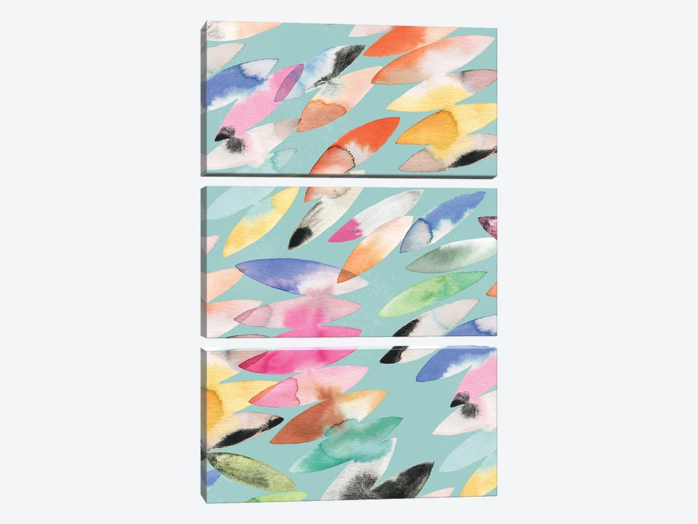 Surf Abstract Colorful Teal by Ninola Design 3-piece Canvas Art