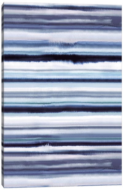 Degrade Ombre Stripes Blue Canvas Art Print - Stripe Patterns