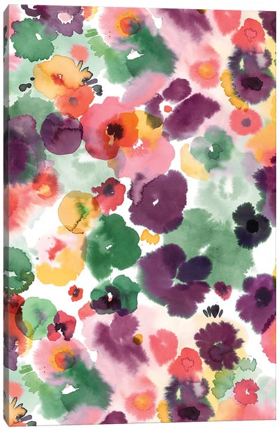 Abstract Watercolor Flowers Spicy Canvas Art Print - Ninola Design