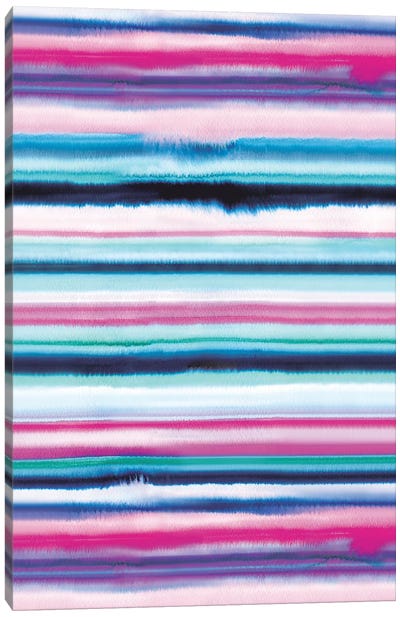 Degrade Ombre Stripes Pink Canvas Art Print - Linear Abstract Art