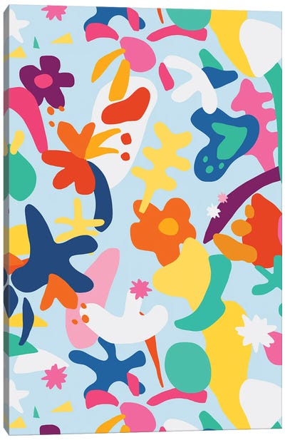 Kids Happy Matisse Colorful Organic Canvas Art Print - The Cut Outs Collection