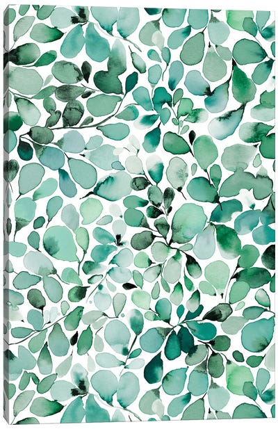 Cozy Leafy Eucalyptus Green Canvas Art Print - Eucalyptus Art