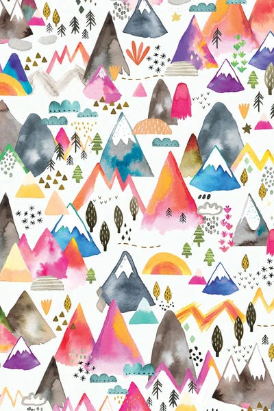 Kids Magical Mountain Colorful by Ninola Design metal wall art