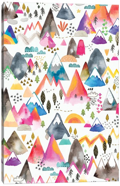 Kids Magical Mountain Colorful Canvas Art Print - Ninola Design
