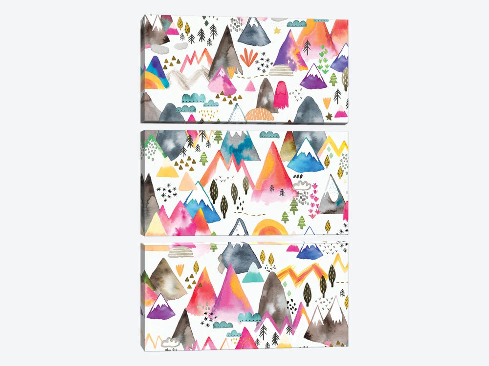 Kids Magical Mountain Colorful by Ninola Design 3-piece Canvas Print