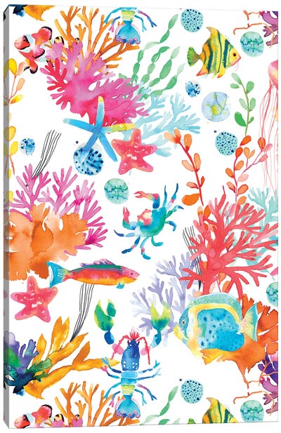 Marine Sea Coral Animals Canvas Art Print - Ninola Design
