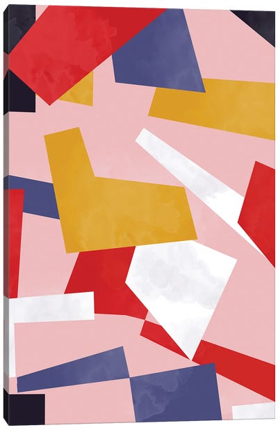 Modern Geometric Polygons Collage Canvas Art Print - Ninola Design