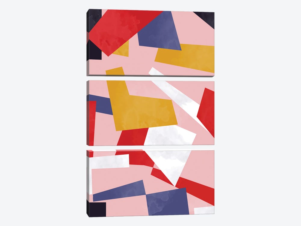 Modern Geometric Polygons Collage by Ninola Design 3-piece Canvas Art Print