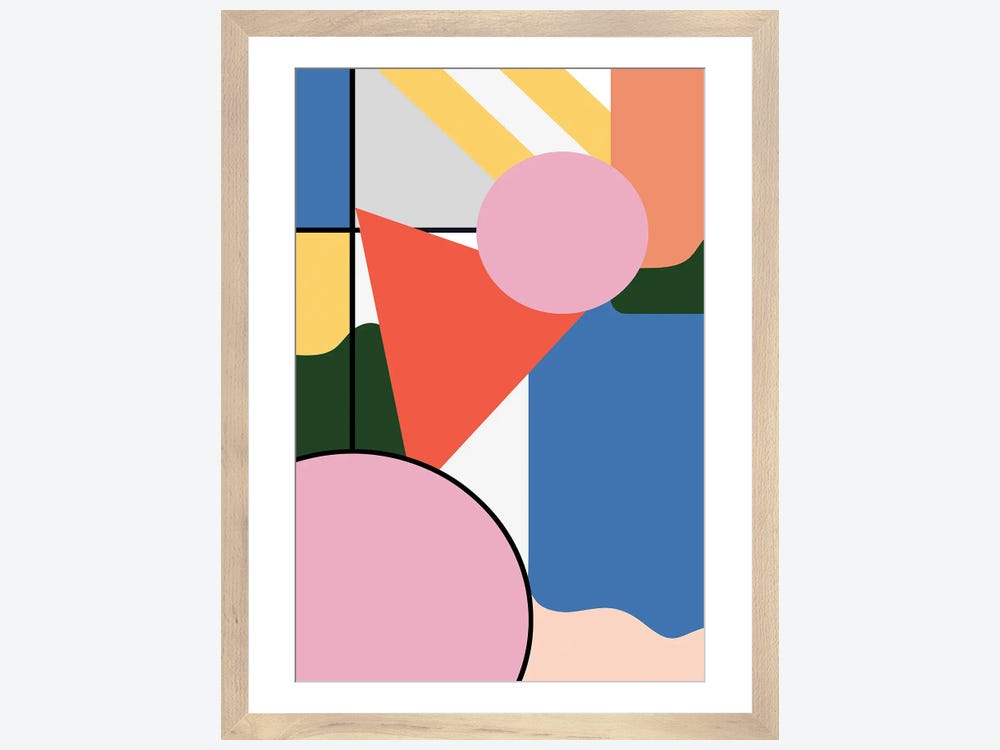Bauhaus Poster on Canvas - Geometric Eyes on mustard background