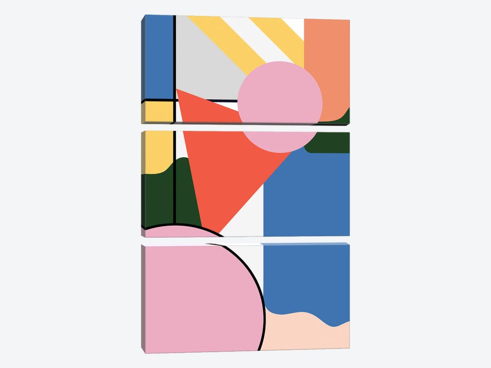 Simple Mondrian Bauhaus Shapes by Ninola Design 3-piece Canvas Art Print