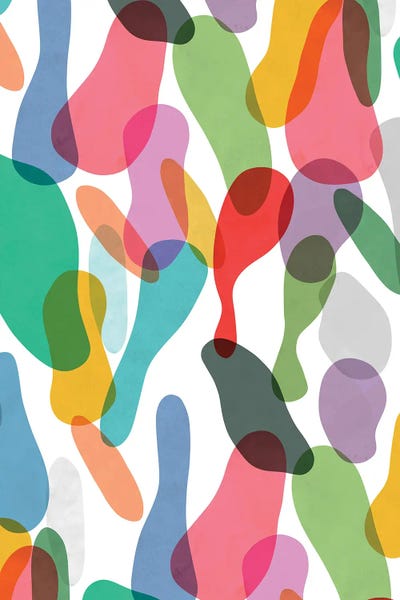 Overlapped Organic Pieces Colorful by Ninola Design metal wall art