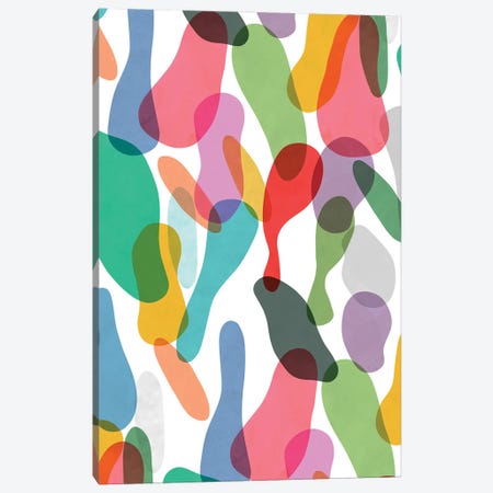 Overlapped Organic Pieces Colorful Canvas Print #NDE311} by Ninola Design Art Print