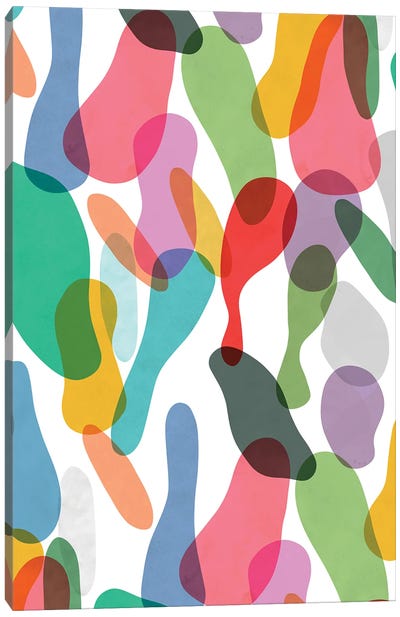 Overlapped Organic Pieces Colorful Canvas Art Print - Ninola Design