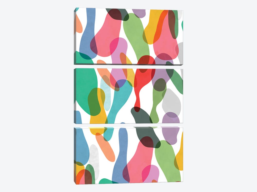 Overlapped Organic Pieces Colorful by Ninola Design 3-piece Canvas Wall Art