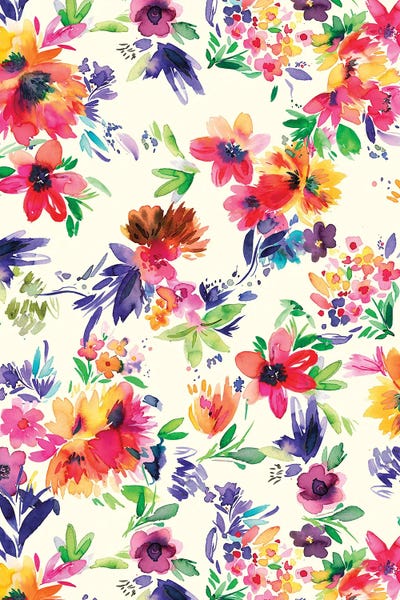 Painterly Cozy Tropical Flowers by Ninola Design metal wall art