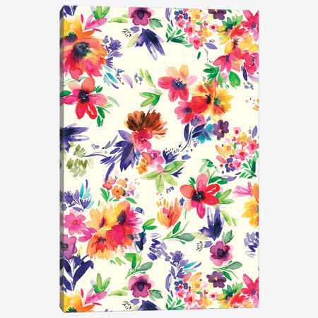Painterly Cozy Tropical Flowers Canvas Print #NDE312} by Ninola Design Canvas Print