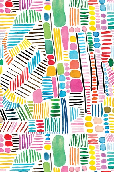 Rainbow Stitches Colorful by Ninola Design metal wall art