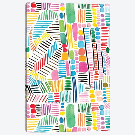 Rainbow Stitches Colorful Canvas Print #NDE313} by Ninola Design Canvas Print