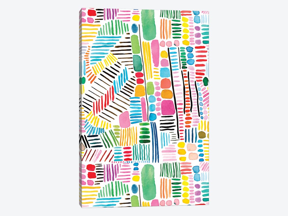 Rainbow Stitches Colorful by Ninola Design 1-piece Canvas Artwork