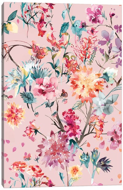 Rococo Flowers Bouquet Mauve Canvas Art Print - Ninola Design