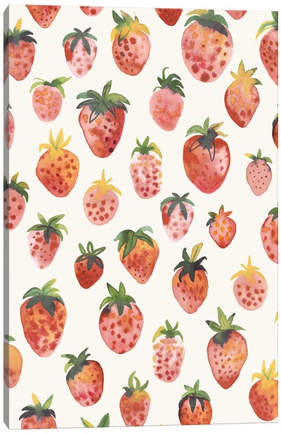 Strawberries Fruits Yummy Red Countryside Canvas Art Print - Ninola Design