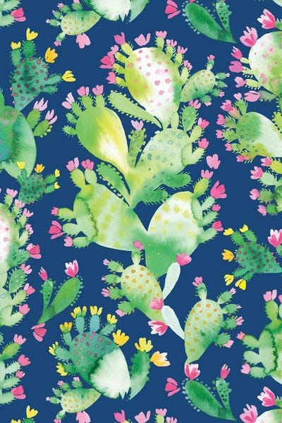 Succulent Cactus Blu by Ninola Design metal wall art