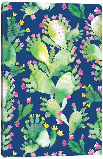 Succulent Cactus Blu Canvas Art Print - Ninola Design