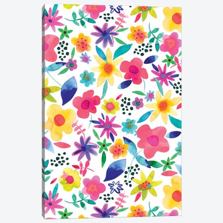 Summer Colorful Naive Floral Canvas Print #NDE318} by Ninola Design Art Print