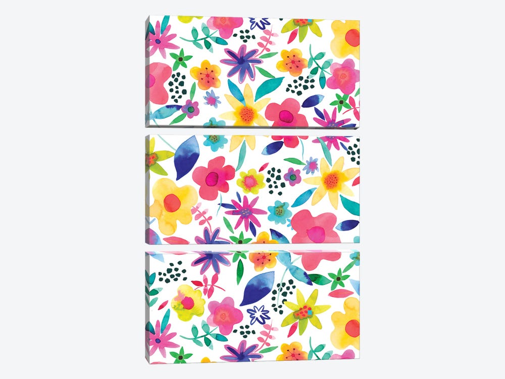 Summer Colorful Naive Floral by Ninola Design 3-piece Canvas Print