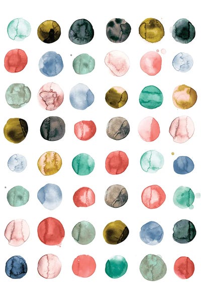 Watercolor Circles Coral Green by Ninola Design metal wall art